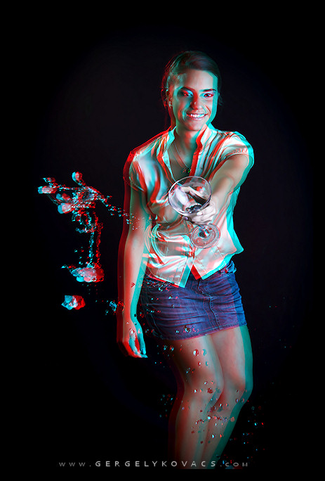 3D photo cocktail girl
